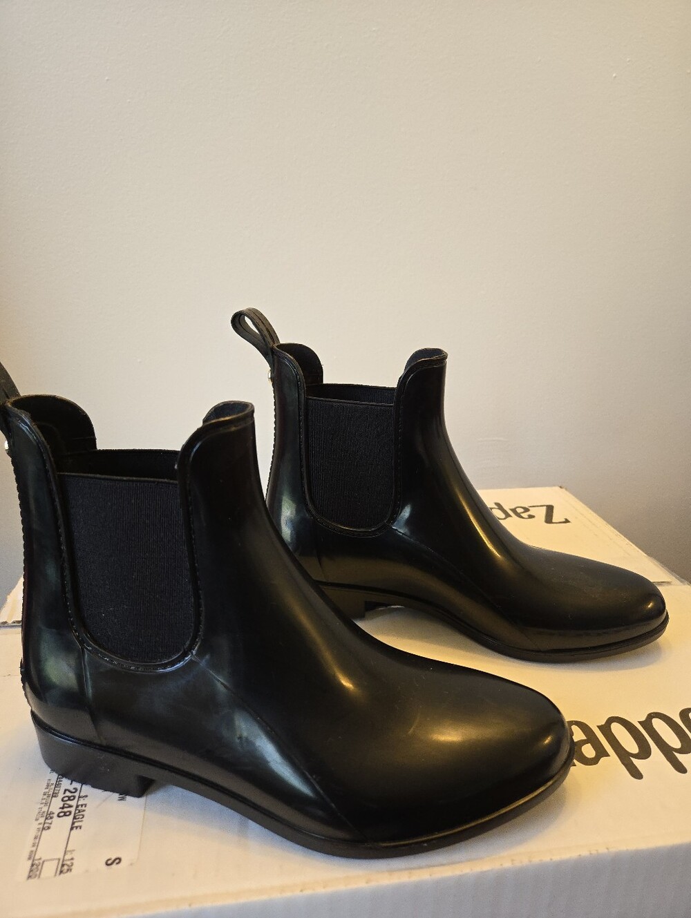 Sam Edelman Tinsley Black Rubber Chelsea Ankle Rain Boots Size 7